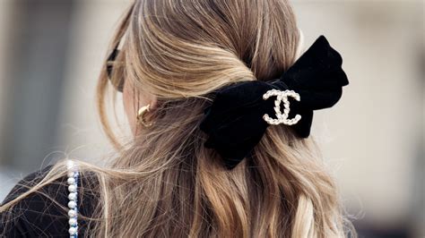 chanel crystal bow hair accessories|Chanel bow tie for hair.